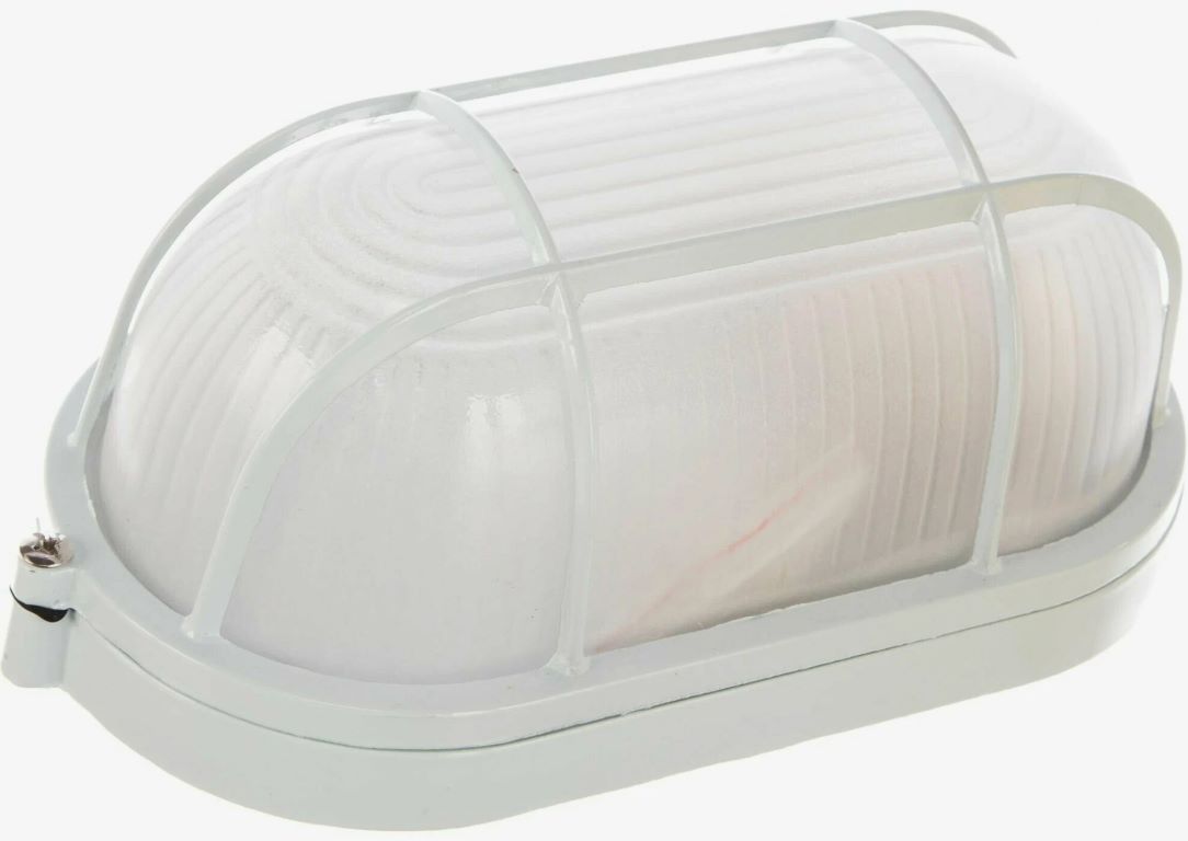 Светильник НПП-60w термостойкий овальный с решеткой IP54 белый