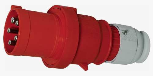 Вилка каучуковая с/з 90град 16A IP44 красная V9-RED-IP44